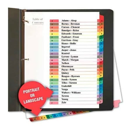Universal One Table of Contents Dividers, Assorted Color 26-Tab, A-Z, Letter, White, 26/Set UNV24812***